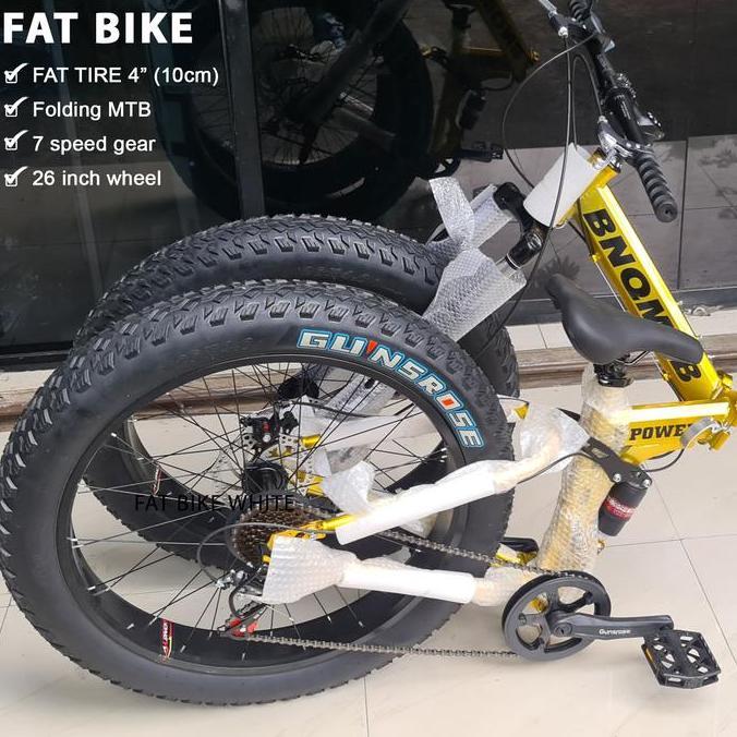 Fat Bike MTB Folding Mountain Bicycle 7 Speed Sepeda Gunung Ban Gendut