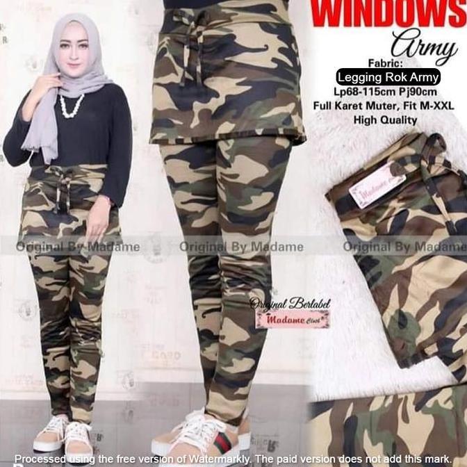 Lngsungkirim- Celana Legging Rok Loreng Army / Celana Senam Army / Celana Olahraga Army Wanita Outdo