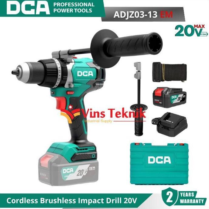 Promo DCA ADJZ03-13EM Mesin Bor Baterai Cordless Brushless Impact Drill 13MM 20V ADJZ03-13 EM Diskon