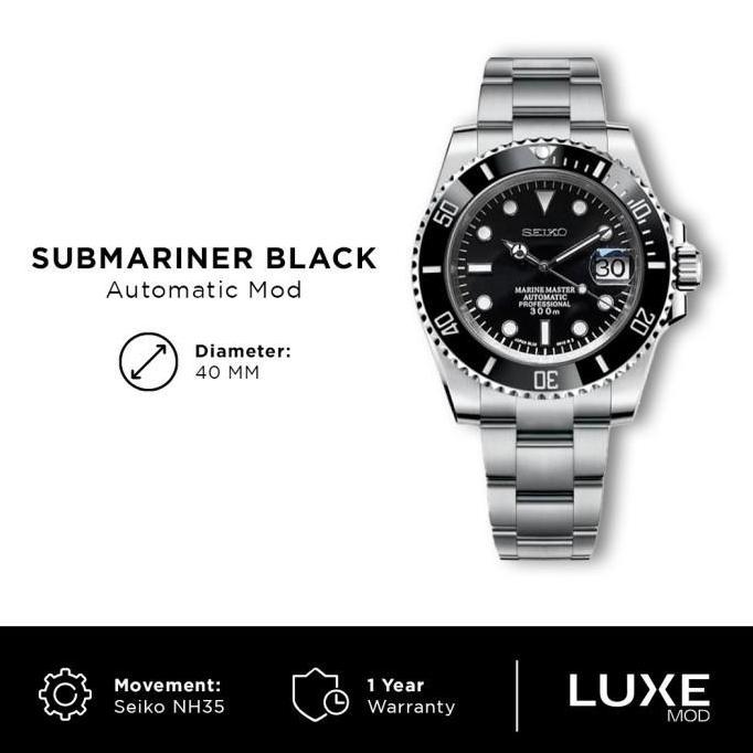 Seiko Submariner Black Mod NH35