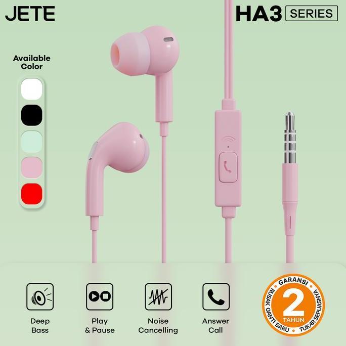 Jdg- Earphone Handsfree Headset Jete Ha3 With Audio Power Bass Original