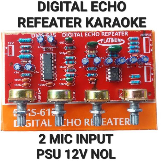 Jdg- Dms 615 Digital Echo Karaoke 2 Mic 12V Dc Nol Refeat Gema Ori Platinum