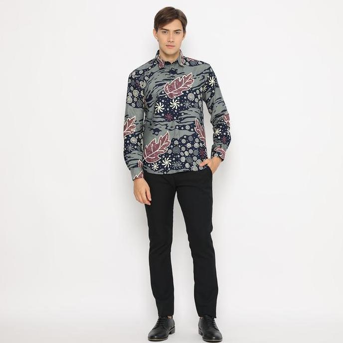 Enzy Batik Kemeja Batik Pria Abhipraya - Oslo Blue