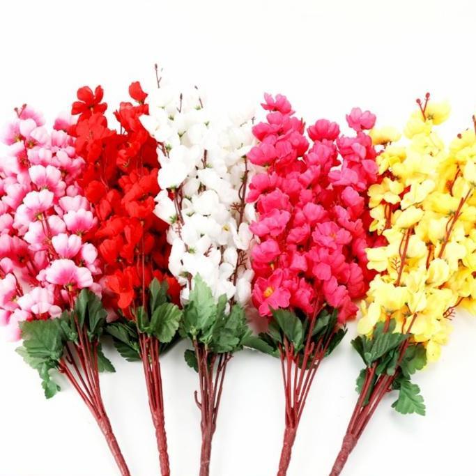 Flowbty- Bunga Meihwa Rumpun Pohon Sakura Pink Imlek Pot Bunga Murah Ornamen