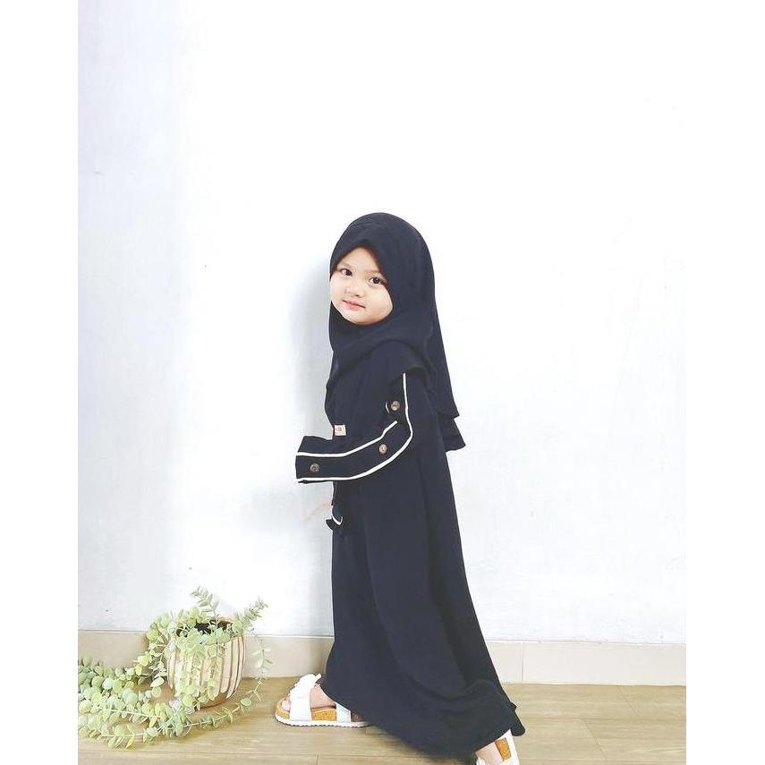 Gamis Anak Perempuan Set Jilbab Syari Luna Usia 7 Bulan - 6 Tahun Baju Dress Muslim Anak Cewek Lebar