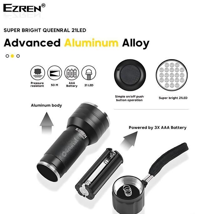Naturalcam- Ezren Ez-0482 Senter Lampu Uv Ultraviolet 21 Led Money Detector