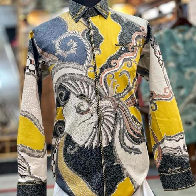 baju kemeja batik pria lengan panjang premium motif full tulis pesta