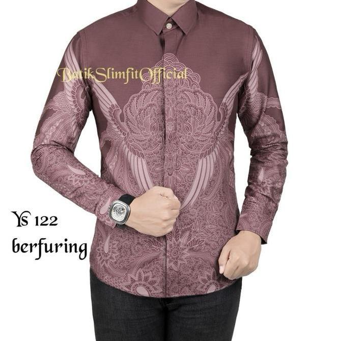 berfuring baju batik pria lengan panjang slimfit Keren