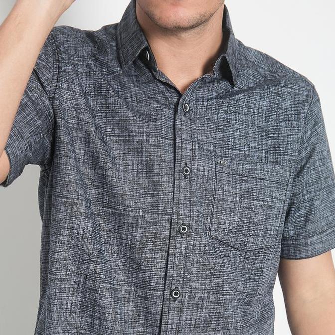 LGS - Kemeja Casual - Kemeja Pria - Abstrak - Abu - Regular Fit