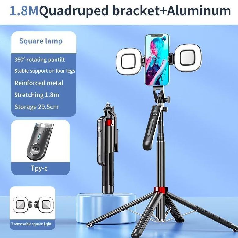 Tongsis Tripod Remote 4 Kaki Neiku P195 Bluetooth Selfie Stick 360 HP Kamera DSLR 1800MM 180CM denga