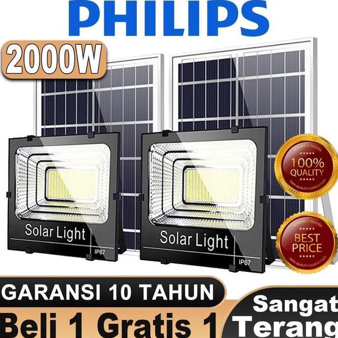 Promo, Philips 2000W Lampu Tenaga Surya Lampu Solar Panel Tahan Air Lp67 Sorot Otomatis Untuk Penera
