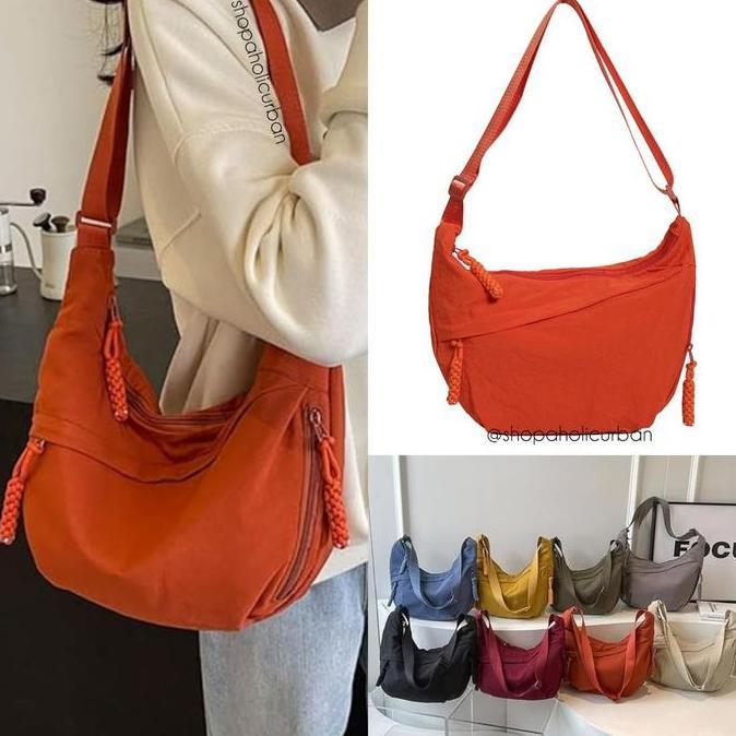 Tas Korea Ala Uniqlo Bag Crossbody Bag Slingbag Kekinian Tas Selempang Nylon Slingbag Unq HalfMoon B