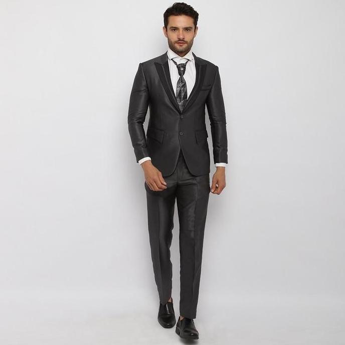 Setelan Jas Pria Semi Wool Glossy Setelan Jas Pengantin Pria Jas Pria Wedding Jas formal Blazer - YU