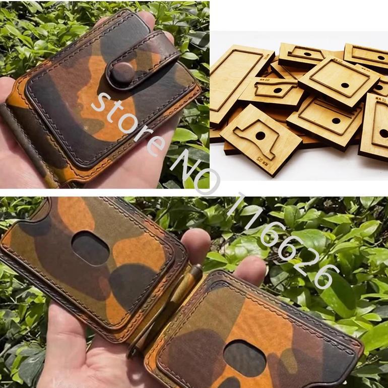 DIY leather craft spring money clip folded wallet long cardholder cutting dies knife mold metal holl