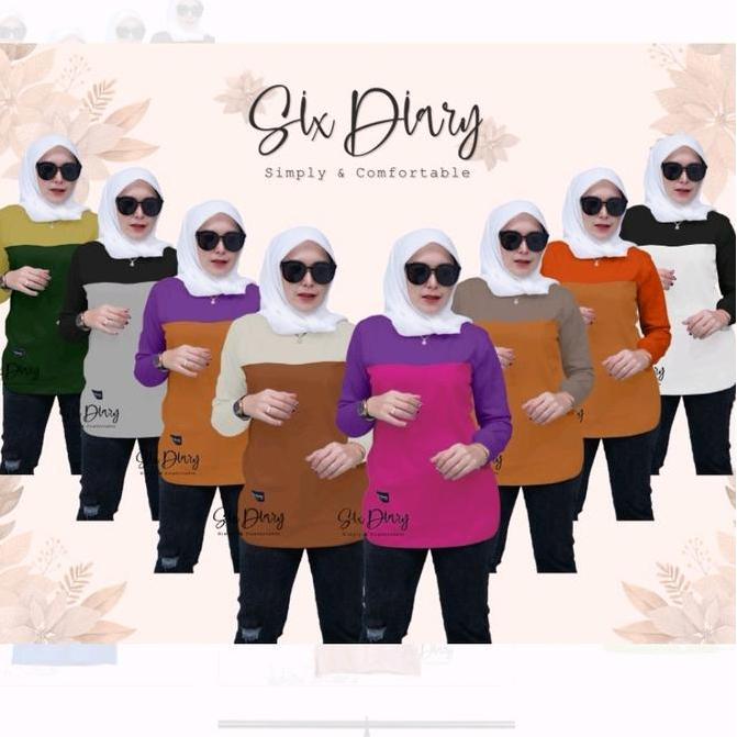 Cntikk- Six Diary | Atasan Wanita Kaos Oval Kombinasi Viral Six Diary Terbaru