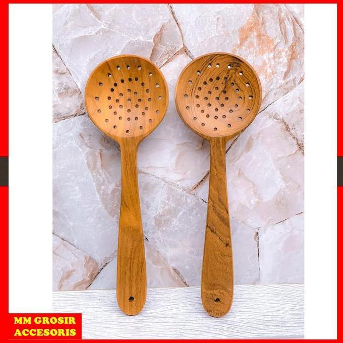 New- Centong Panjang Bolong Kayu Jati / Centong Kayu Jati