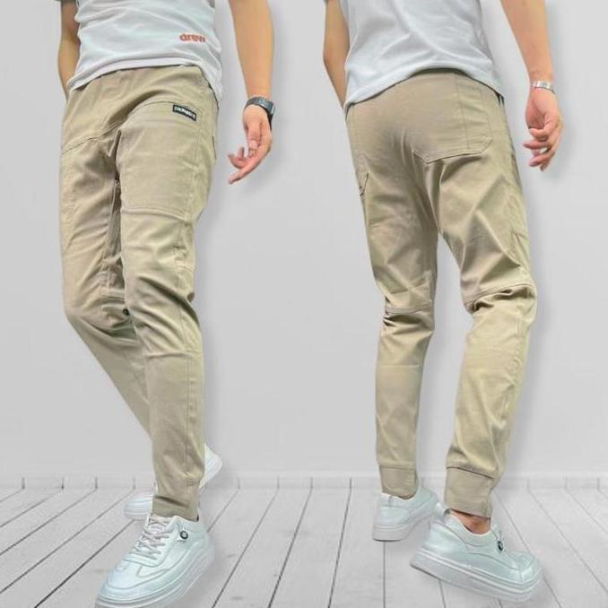 FREE ONGKIR CELANA JOGGER PRIA KHAKI LUXOR HQ1 STYLISH & NYAMAN DIPAKAI.  FIT KAIN KATUN SLIM PANJAN