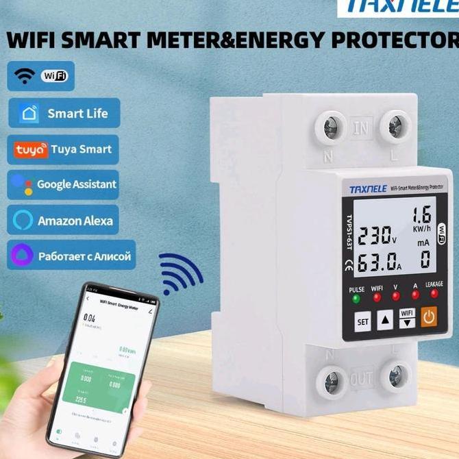 Miliki Mcb Elcb Wifi Smart Tuya Energy Listrik Meter Kwh Protector Switch