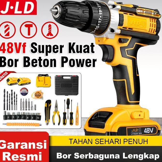 AL_KODRILAENI - JLD 48VF MESIN BOR IMPACT BATERAI 2-SPEEDS BUILT-IN BIT SLOTSLEVEL BOR CAS JLD 2 BAT
