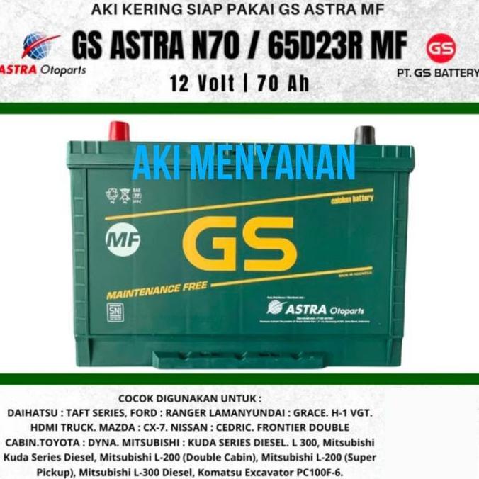 AKI Kering GS Astra MF N70 70 Amper Accu L300, L200 , Mitsubishi Kuda , Dyna , Mazda CX7, Komatsu Ex