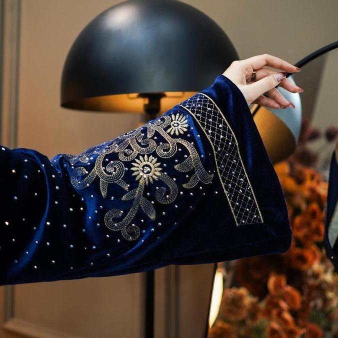 BEST SELLER DUMMA.ID - PAKAIAN WANITA DENORA LUXURY DRESS LADY VELVER BLUDRU AKSEN SUAROSKI GAMIS CA