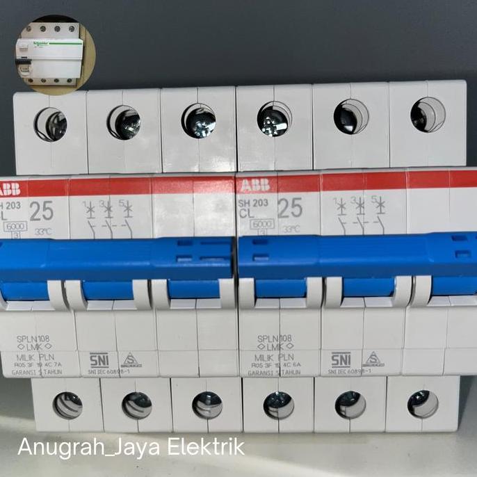 MCB ABB 3phase 25a original PLN type SH 203 pala biru