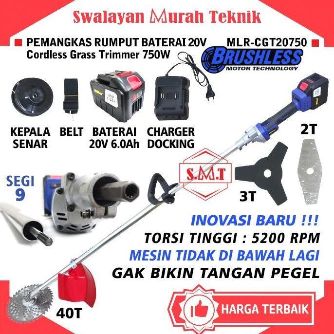Terlaris Mollar Cgt20750 Potong Rumput Baterai Brush Cutter Cordless High Torsi