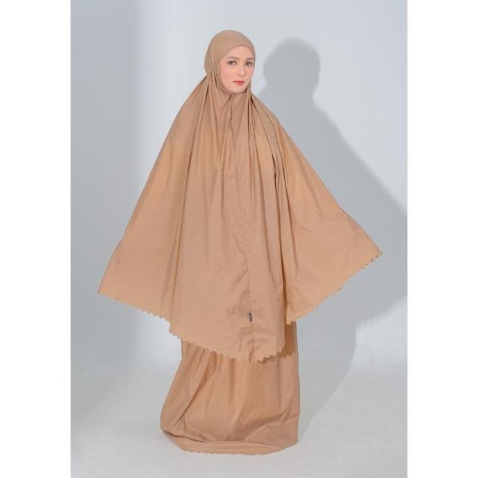 Zoya Mukena Devania Prayer Set Dewasa Bahan Parasut Zipper Depan Detail Laser Cut Atasan 109cm Rok 1