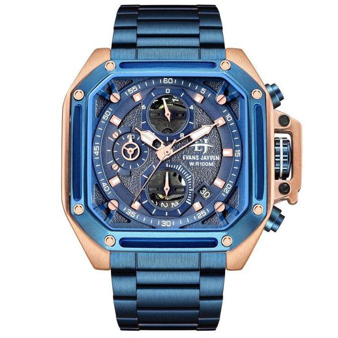 Evans Jayden Jam Tangan Pria EJ 9558 Rantai Stainless Steel Chronograph Kaca Sapphire Water Resistan