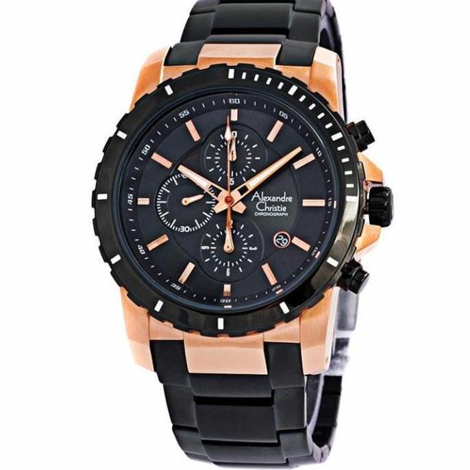 Jam Alexandre Christie AC 6141 MC black rosegold (hitam rosegold) pria