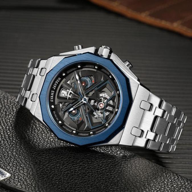 Evans Jayden Jam Tangan Pria 9545 Rantai Kaca Sapphire Chronograph Water Resistant 5 ATM