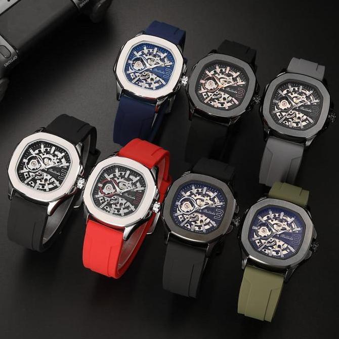 DISKON JAM TANGAN BELLEDA  jam tangann Pria Belleda 9633 Rubber Anti Air Automatic Watches
