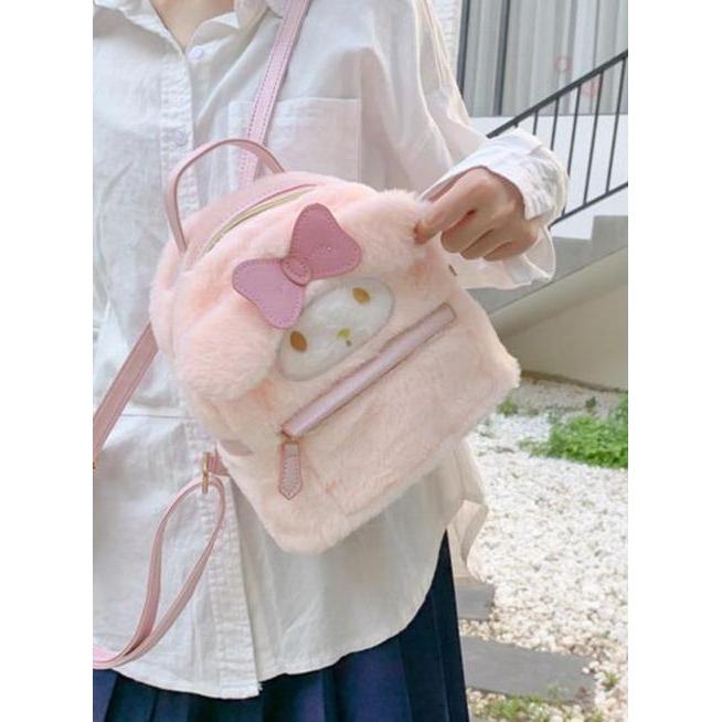 Tas Ransel Bulu My Melody Cinnamoroll / Tas Punggung Boneka My Melody Cinnamoroll /  Tas Ransel Prem