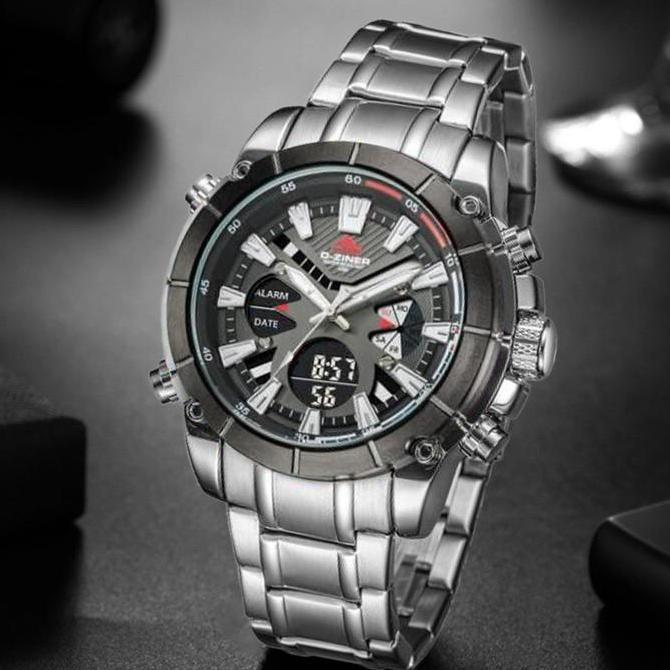 Dziner Jam Tangan Pria Double Time 8258 Tali Rantai Stainless Steel Orinal Water Resistant 30M