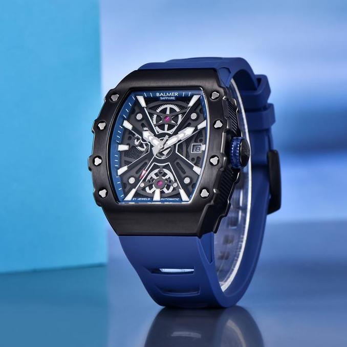Balmer B-8836MA Jam Tangan Pria AUTOMATIC 8836 RM Silicone Sapphire Biru