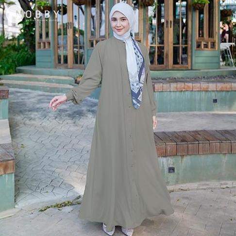 Promo Nobby Basanti Dress Gamis Formal Muslim Wanita Bahan Premium Woolpeach Busui Friendly Wudhu Fr