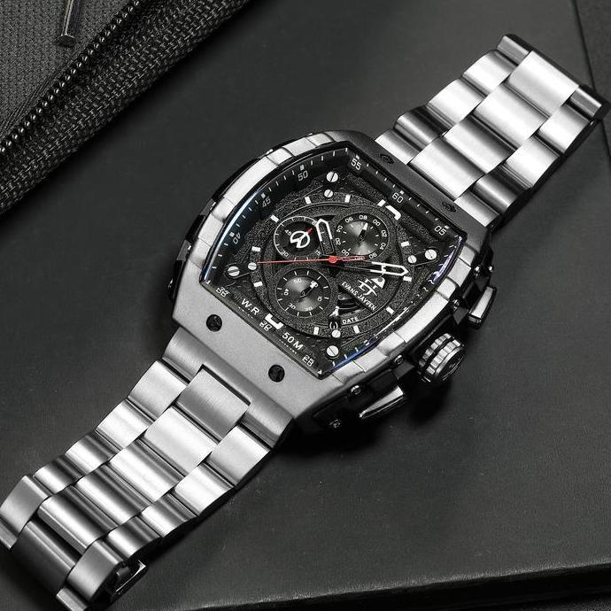 Evans Jayden Jam Tangan Pria 9554-1 Rantai Stainless Steel Kaca Sapphire Chronograph Water Resistant