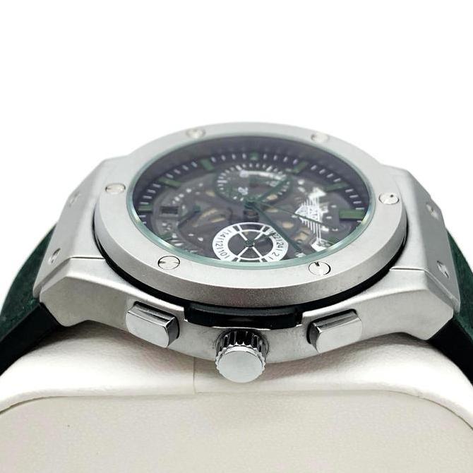 PAD HENER LEXICON Jam Tangan Unisex Orinal Water Resistant Tali Kulit Keren Army Green Luxury Chrono
