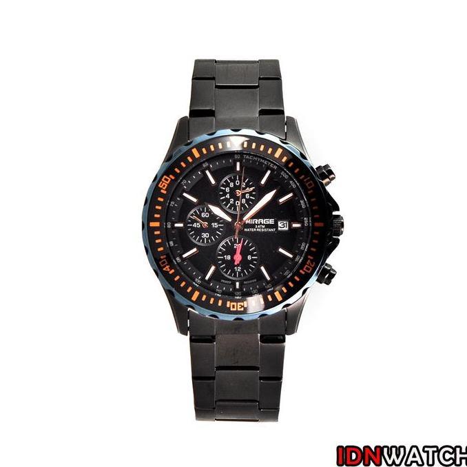 Premium Jam Tangan Pria Mirage Orinal Chrono Aktif 8601M Hitam Biru