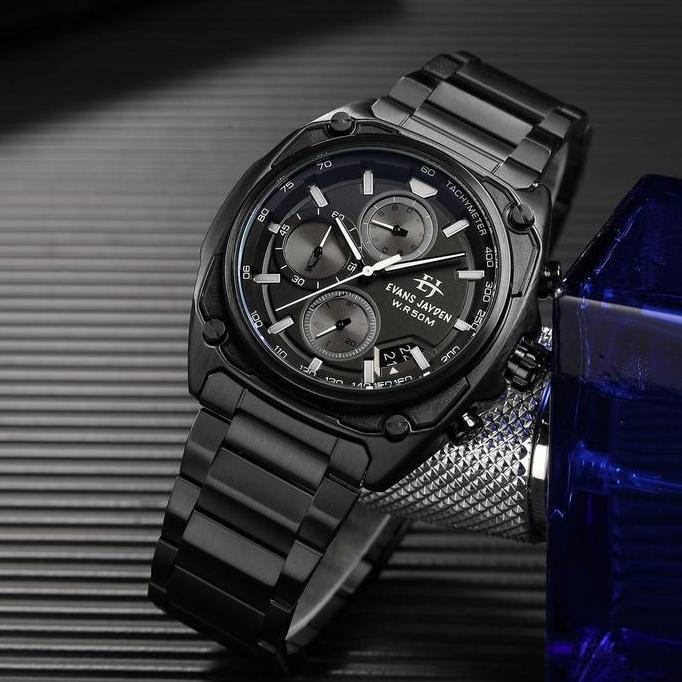 Jam tangan Evans Jayden Jam Tangan Pria 9604 Rantai Kaca Sapphire Chronograph Water Resistant 5 ATM