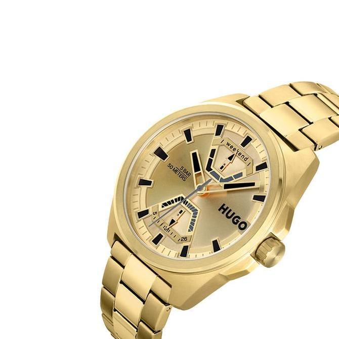 [BlindBox] Jam Tangan Pria Hugo Boss Expose 1530243 Men Gold Dial Gold Stainless Steel Strap