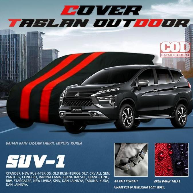 Lgsngkirim- Cover Mobil Kain Taslan All-In-One: Karet Kur Tali Pengait Tahan Panas Uv, Debu, Dan Wat