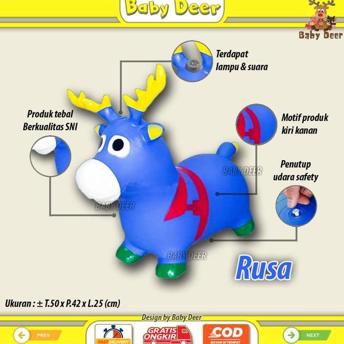 Et03 BENTUK RUSA Kudaan Musik Anak Mainan Jumping Animal Karet Viral Murah Hewan Lucu Jumbo Besar Ha