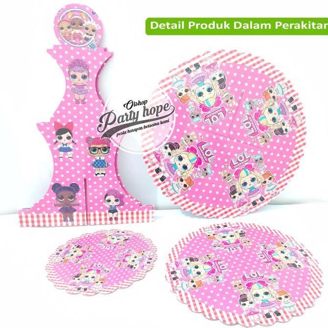 standing cake LOL hbd / tempat kue / tier cupcake stand LOL SUPRISE murah