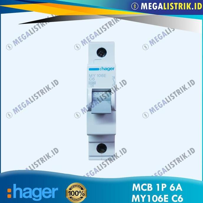 Terjangkau Hager Mcb 1P 6A My106E / Mcb 1 Phase 6 Ampere 4.5Ka C6 Sni