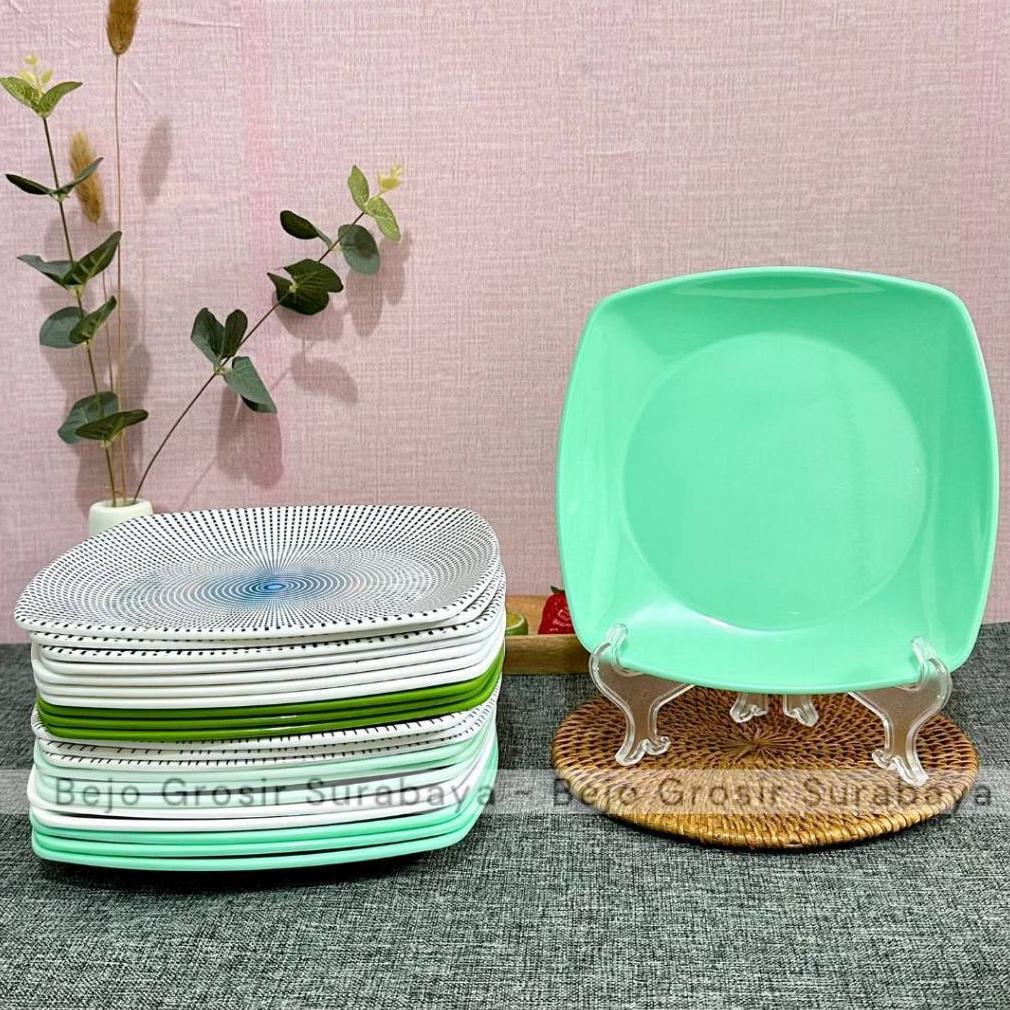 Piring Melamin Saji 7/8/9 inch Tebal - Piring Segi - Piring Kue - Piring Saji Prasmanan
