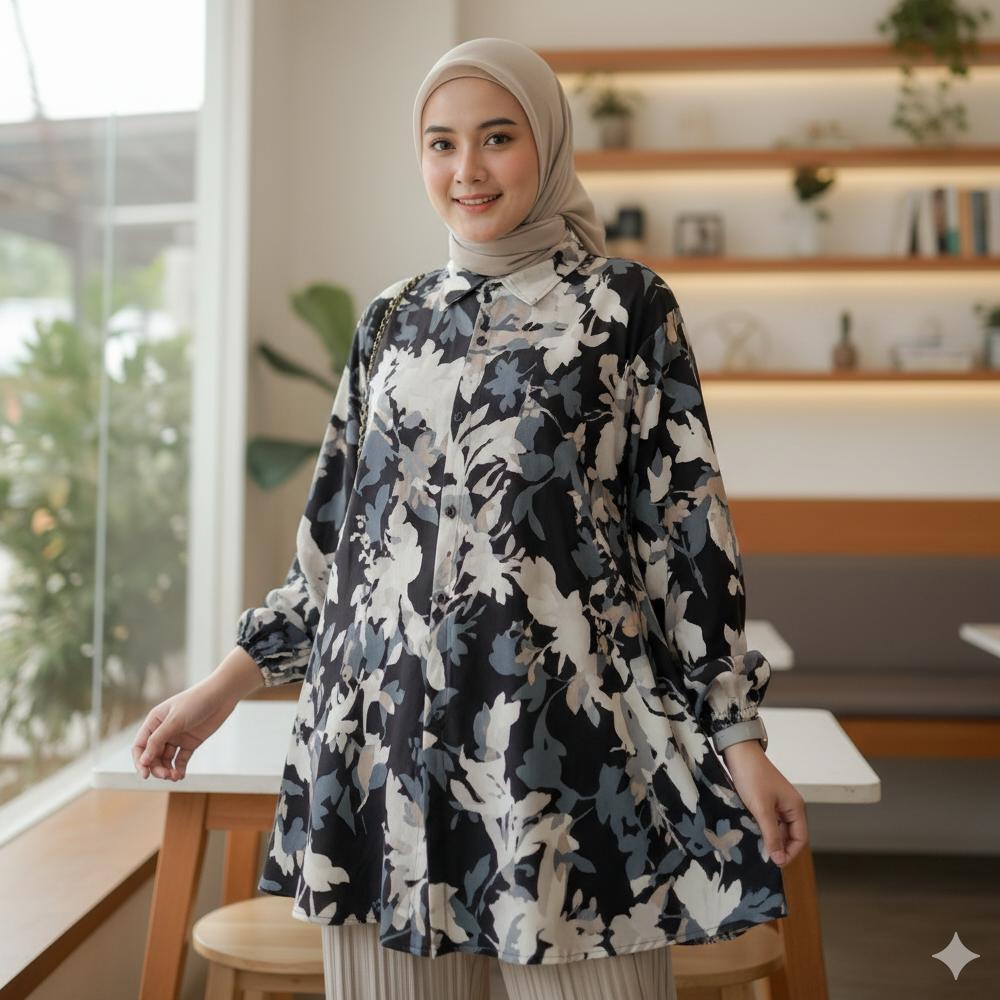 BLOUSE JUMBO LD118/ TUNIC WANITA JUMBO/ ATASAN WANITA JUMBO/ TUNIK MOTIF BUNGA/ ATASAN MOTIF BUNGA