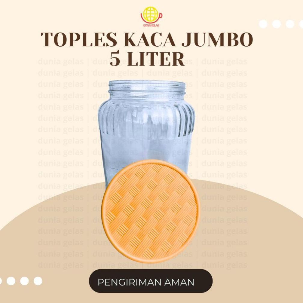 Toples Kaca Jumbo 5 Liter/Toples Kerupuk/Toples Besar/Toples Lebaran/Parcel Lebaran/Toples Kopi Kilo