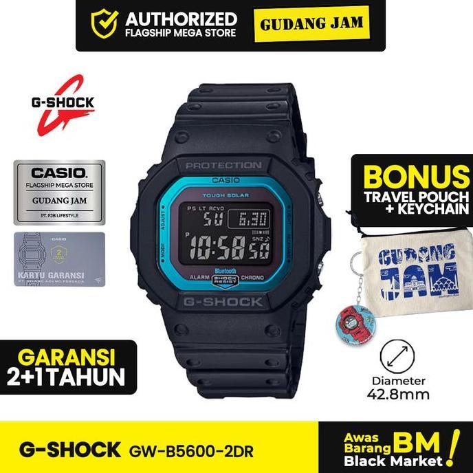 Jam Tangan Pria G-Shock GW-B5600-2DR GW-B5600-2 Black Blue Dital Strap Resin