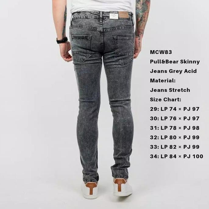 CELANA JEANS PRIA PnB GREY ACID SKINNY STRETCH ABU ACID
